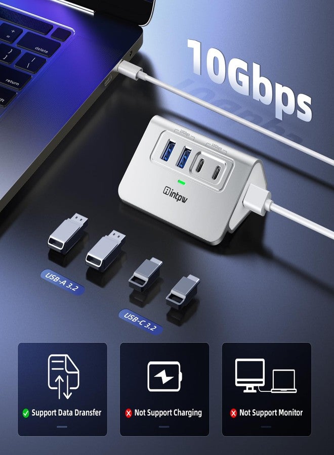 Intpw USB C Hub 10 Gbps, 4-Port USB Splitter with 2 Type-C/Type-A 3.2 Data Ports, [Not Support Video and Charging], Aluminium USB 3.2 Hub with 1 m Cable for Laptop, PC, Mac, Camera - Image 4