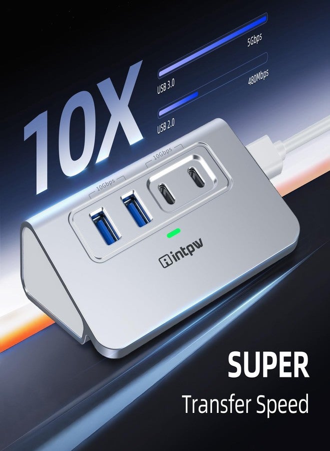 Intpw USB C Hub 10 Gbps, 4-Port USB Splitter with 2 Type-C/Type-A 3.2 Data Ports, [Not Support Video and Charging], Aluminium USB 3.2 Hub with 1 m Cable for Laptop, PC, Mac, Camera - Image 3