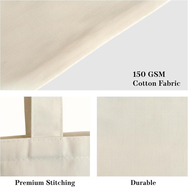 Greenfold 12x14 Inch Plain Canvas Tote Bag | 10 Pcs | 12 Pcs | 24 Pcs | 50 Pcs | 100 Pcs | 100% Organic Reusable 150 GSM Cotton Handbag for Shopping, Daily Use, Grocery, Craft Diy Painting and Storage - Image 2