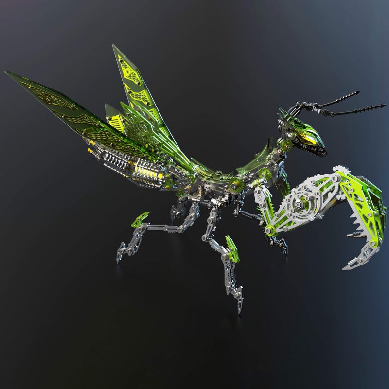 Metalkitor 3D Metal Puzzles for Adults Giant Mantis Model Kit Steampunk DIY Ornament Assembly Jigsaw Crafts Brain Teaser Perfect Room Decor and Gift Choice1200PCS Grass Green - Image 3