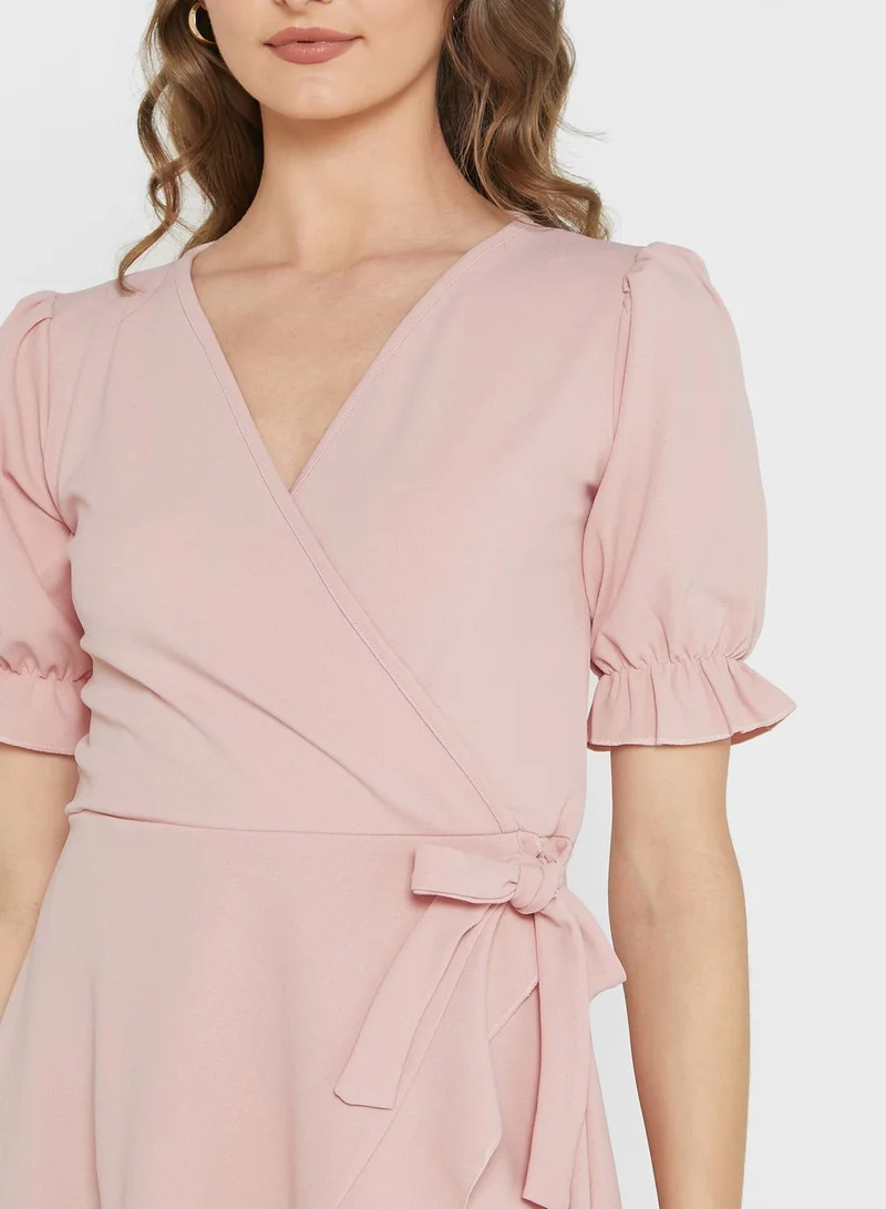 LASULA Ruffle Detail Wrap Dress