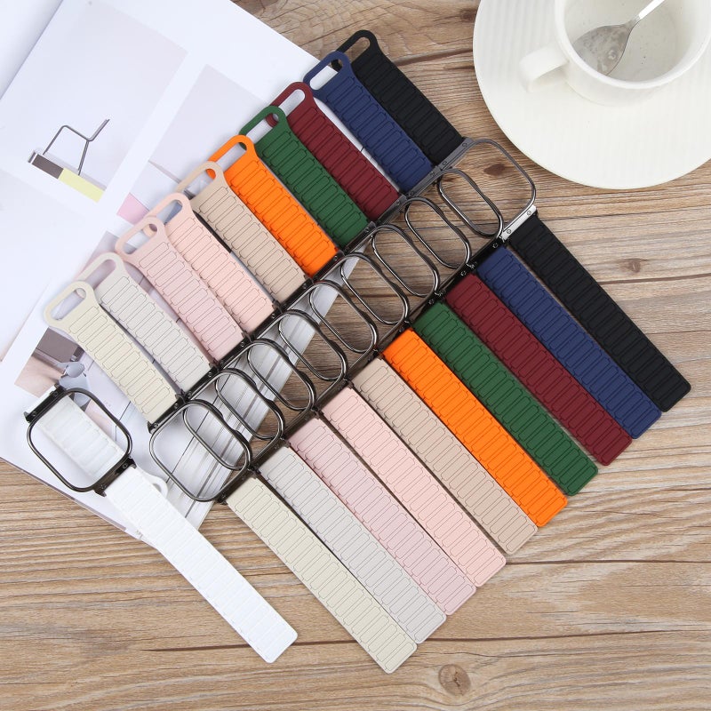 لساعة Redmi Watch 5 / Watch 4 بإطار معدني أسود مدمج على شكل حرف I وسوار سيليكون مغناطيسي (رمادي نيلي) - Image 5