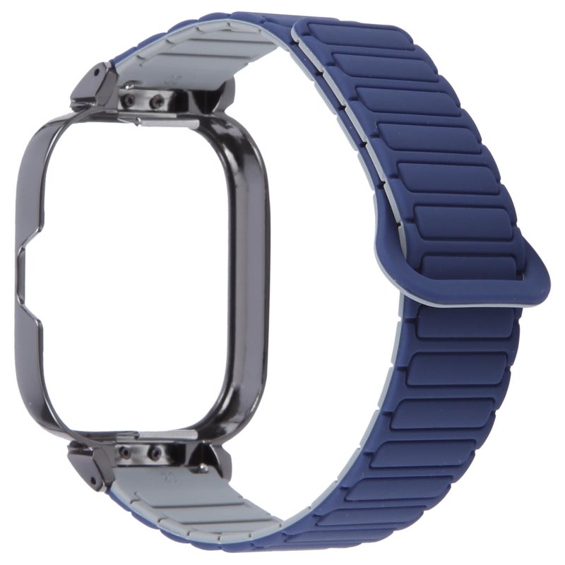 لساعة Redmi Watch 5 / Watch 4 بإطار معدني أسود مدمج على شكل حرف I وسوار سيليكون مغناطيسي (رمادي نيلي) - Image 2