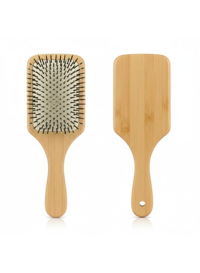 JAGRAVO Eco-Friendly Bamboo Paddle Hair Brush – Natural Wooden Bristles for Scalp Massage – Anti-Static Detangling Brush for Smooth, Frizz-Free Hair – Sustainable Hair Care for All Hair Types - Image 1