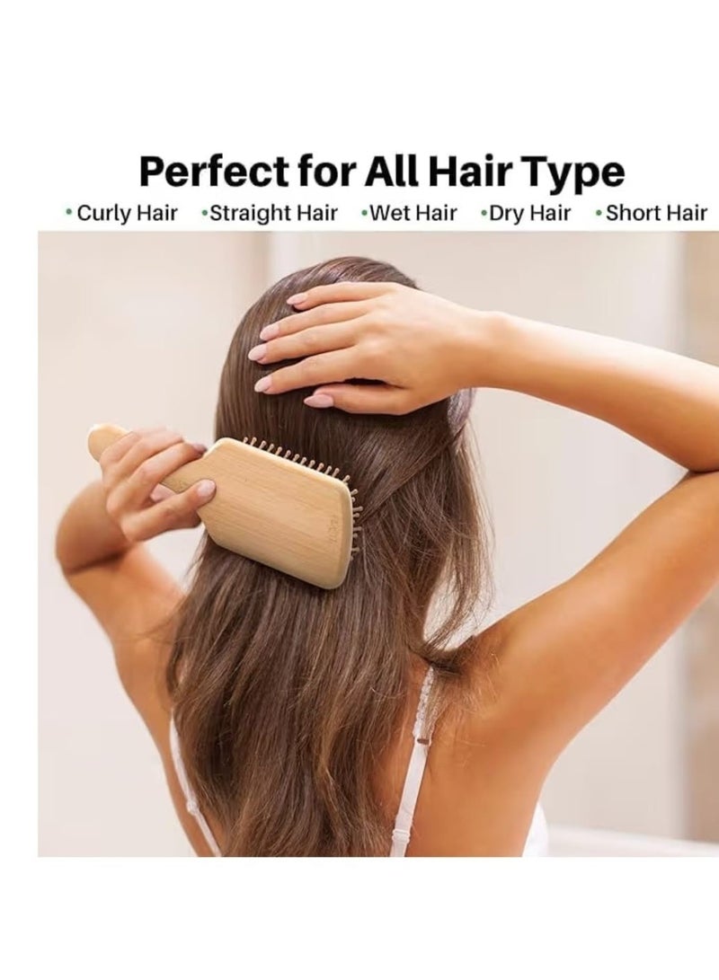 JAGRAVO Eco-Friendly Bamboo Paddle Hair Brush – Natural Wooden Bristles for Scalp Massage – Anti-Static Detangling Brush for Smooth, Frizz-Free Hair – Sustainable Hair Care for All Hair Types - Image 5