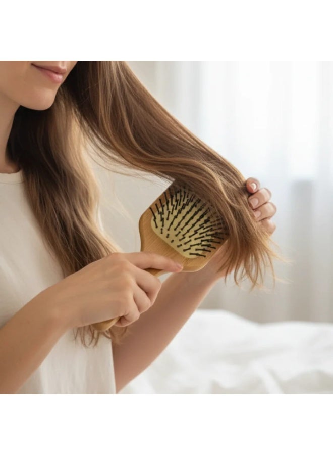 JAGRAVO Eco-Friendly Bamboo Paddle Hair Brush – Natural Wooden Bristles for Scalp Massage – Anti-Static Detangling Brush for Smooth, Frizz-Free Hair – Sustainable Hair Care for All Hair Types - Image 2