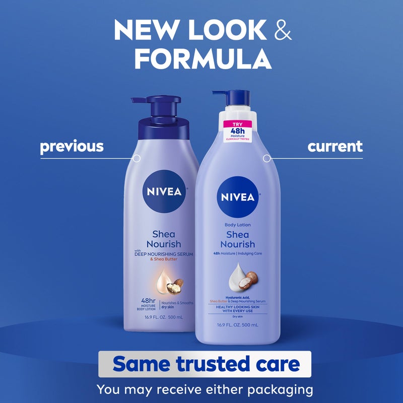Nivea لوشن الجسم نيفيا بشيء الشيا، لوشن للبشرة الجافة مع زبدة الشيا، لوشن مرطب للبشرة الجافة، 16.9 أونصة سائلة زجاجة مضخة - Image 2