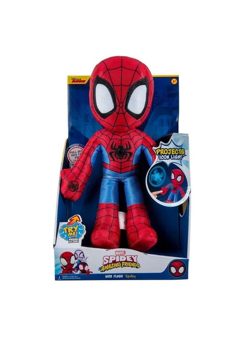 Spidey And His Amazing Friends Web Flash Spidey Plush 9 Inch Plush With Light Up Signal Toys Featuring Your Friendly Neighborhood Spideys