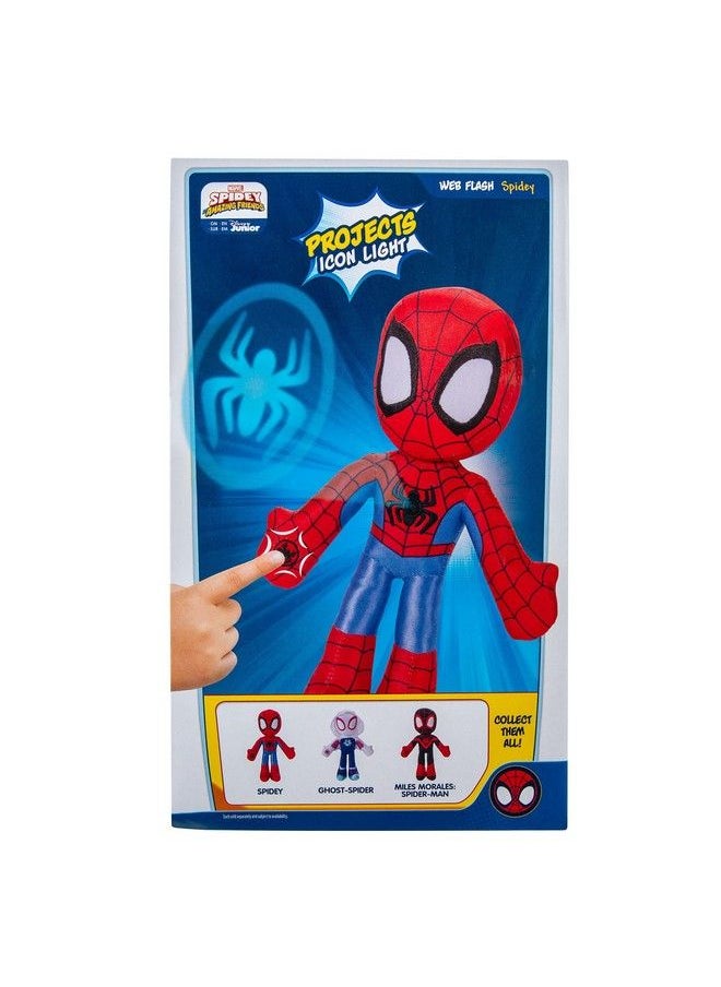 Spidey And His Amazing Friends Web Flash Spidey Plush 9 Inch Plush With Light Up Signal Toys Featuring Your Friendly Neighborhood Spideys