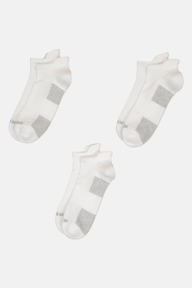 RBX Men 3 Pairs Stripe Ankle Socks, White - Image 3