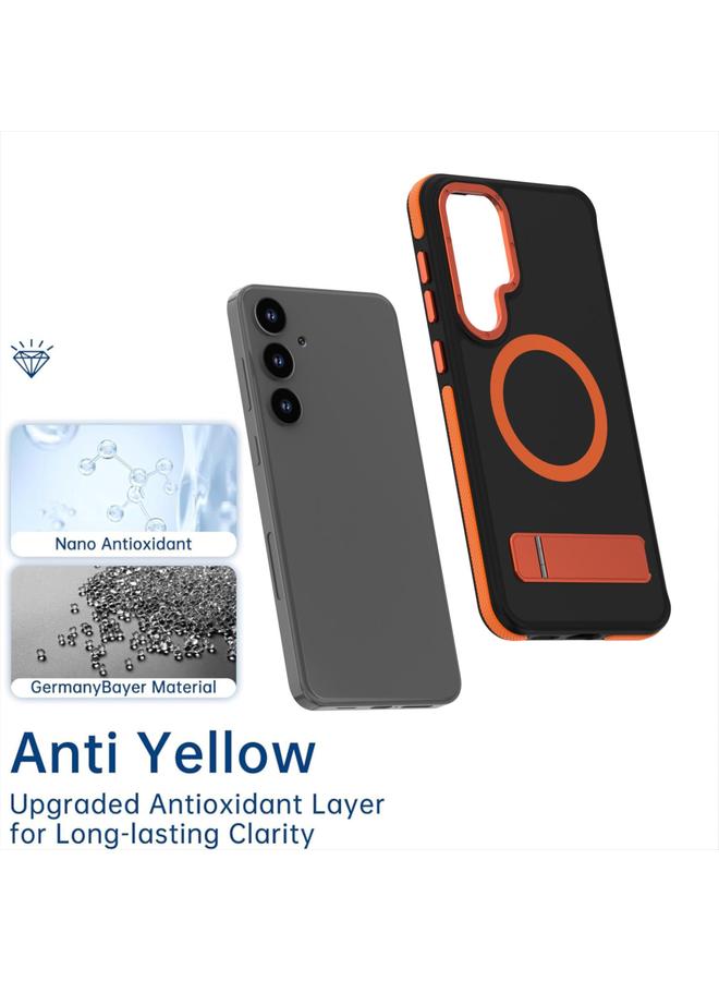 اس-توب جراب لهاتف Samsung Galaxy S25+ / S24+ 5G، جراب هاتف Magsafe ثنائي اللون بملمس الجلد مع حامل - Image 4