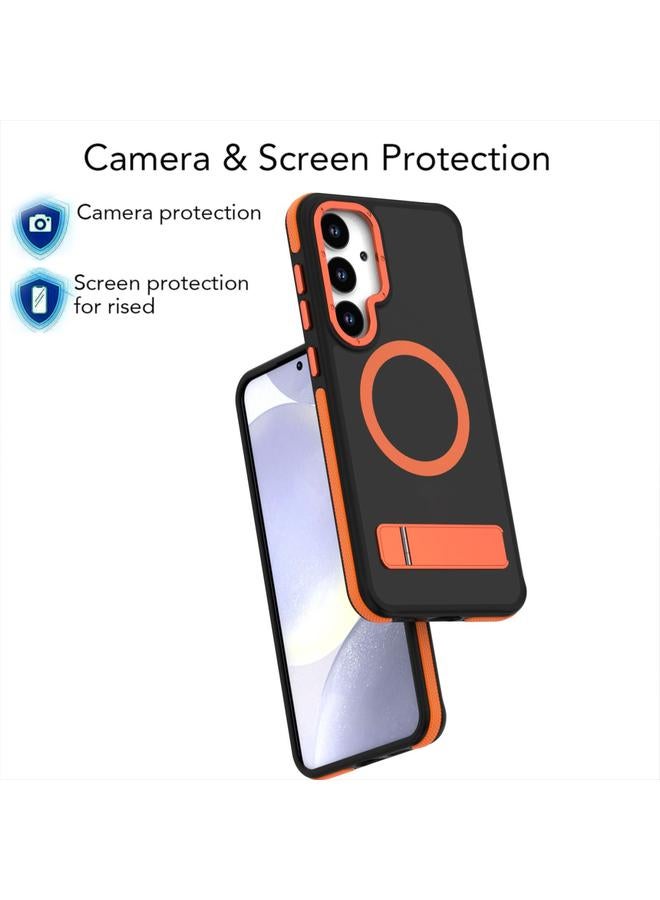 اس-توب جراب لهاتف Samsung Galaxy S25+ / S24+ 5G، جراب هاتف Magsafe ثنائي اللون بملمس الجلد مع حامل - Image 5