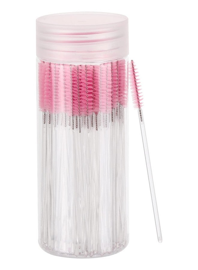 Tbestmax 100 Pcs Disposable Mascara Wands, Crystal Eyebrow Spoolies Brush for Eyelash Extensions, Makeup Applicators Kits Eyelash Brush with Container (Pink) - Image 1