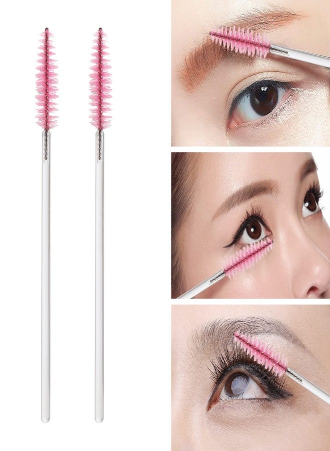 Tbestmax 100 Pcs Disposable Mascara Wands, Crystal Eyebrow Spoolies Brush for Eyelash Extensions, Makeup Applicators Kits Eyelash Brush with Container (Pink) - Image 2