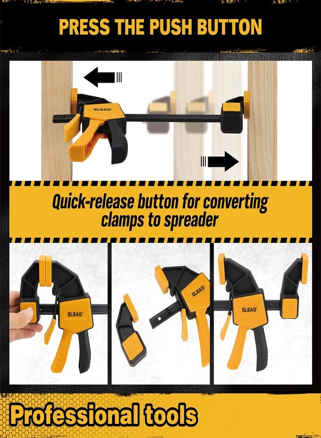 ELEAD 8-Piece Clamps for Woodworking - 4 Pcs 6 inch Bar Clamps, 4 Pcs Heavy Duty Metal Spring Clamps, Bar Clamps with 150 LBS Load Limit, Quick Release Triggers - Image 4