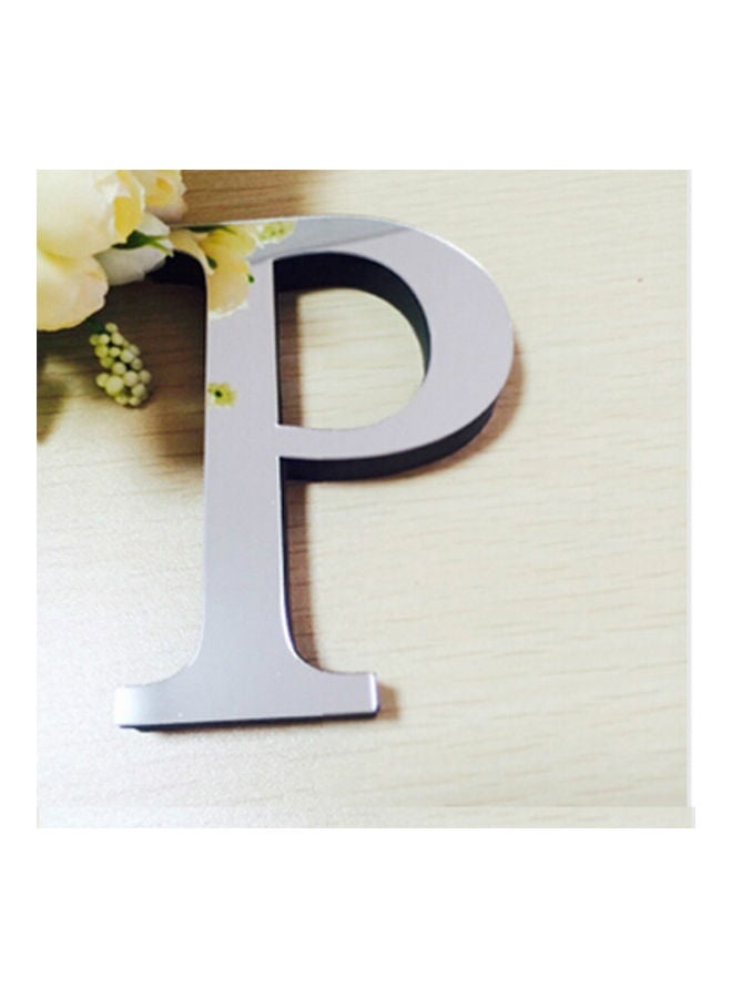 NIBEMINENT 2-Piece 3D Mirror English Letter P Wall Sticker Set Silver 20 x 5 10centimeter 
