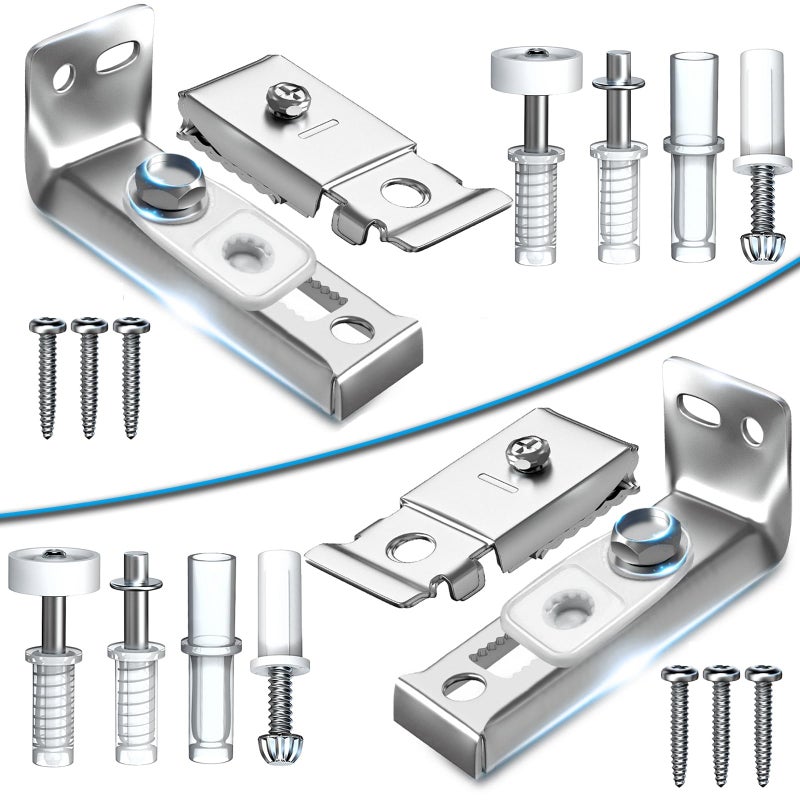 Closet Doors Bifold Door Hardware 2 Pack Sliding Door Hardware Bi Folding Door Hardware Barn Pocket Repair Kits Includes Top and Bottom Brackets Pivots with Guide Wheel for 1 to 138 Thick Doors