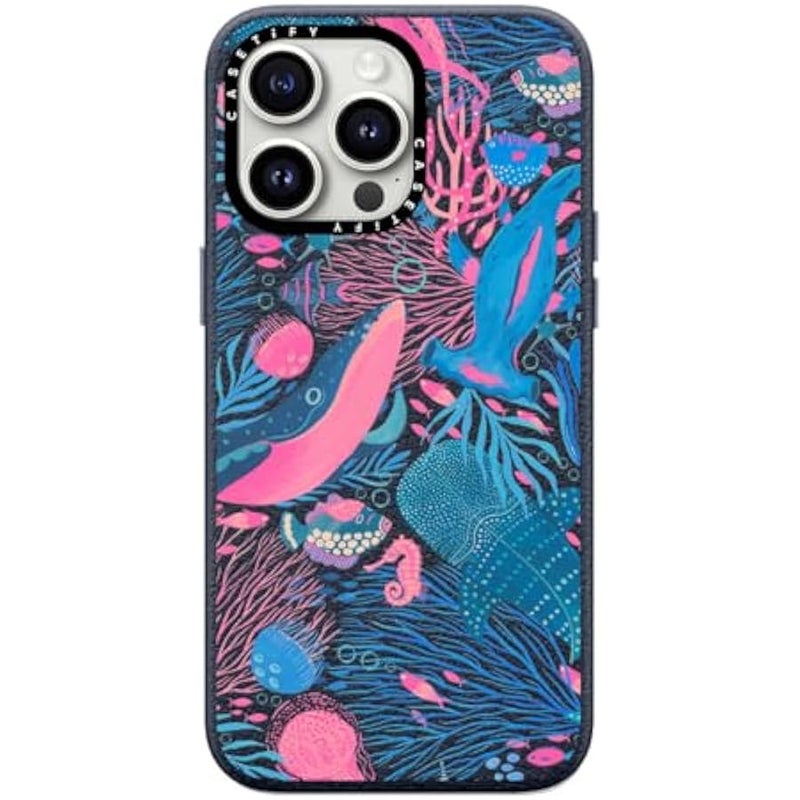 Casetify Pebbled iPhone 15 Pro Max Case 【Textured / 4.9ft Drop Protection/Compatible with Magsafe】 - Animal Prints - Under The Sea by Grace Andersson - Navy Blue - Image 3