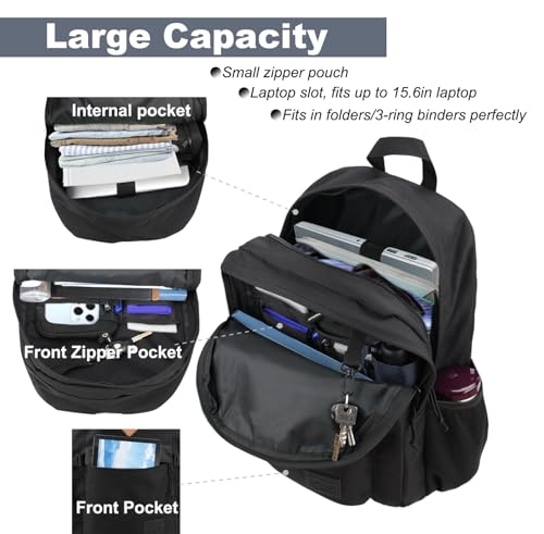 SUPACOOL Black Backpack For School, Bookbag for Boys, Girls and Kids, Boys backpacks, Laptop Compartment,Travel Backpack for Men and Women(Black) - Image 5