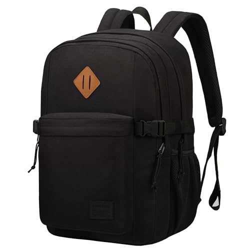 SUPACOOL Black Backpack For School, Bookbag for Boys, Girls and Kids, Boys backpacks, Laptop Compartment,Travel Backpack for Men and Women(Black) - Image 1