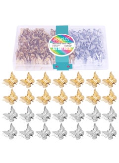 HOYOLS Hoyols Silver Gold Butterfly Hair Clips, 48 pcs 90s Hair Accessories for Girls Women, Small Mini Hair Stuff Thing Clips Pins for Braids Rave Festival Party Decorations Bulk (Metallic Color) 