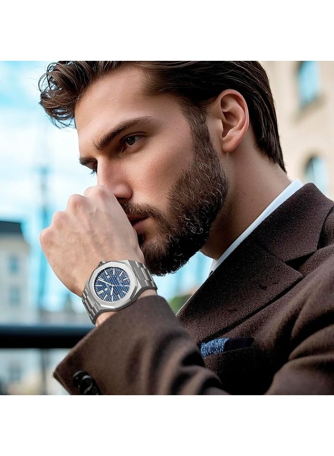 Sapphero Watch for Men Stainless Steel Mens Watches Waterproof Analog Quartz Movement Wrist Watch Gifts for Men - Image 2