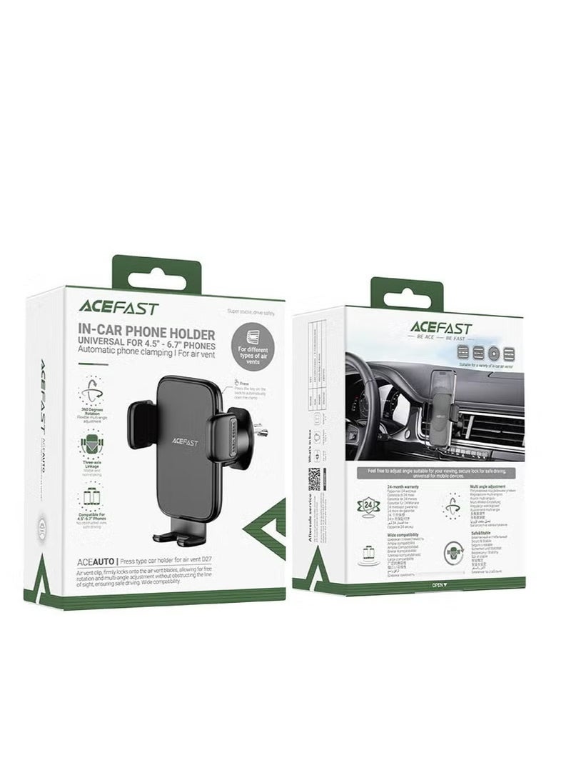 ACEFAST D27 Press Type Phone Stand Holder Car Air Vent 360 Degree Rotation Phone Clamp-Black - Image 3