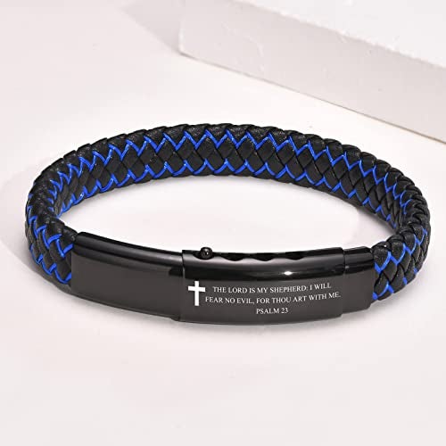 VNOX Christian Gifts - Personalized Leather Bracelet, Psalm 23, Religious Gift For Men - Image 4