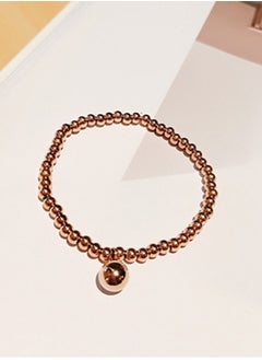 Titanium Steel Rose Gold Round Bead Elastic Rope Bracelet