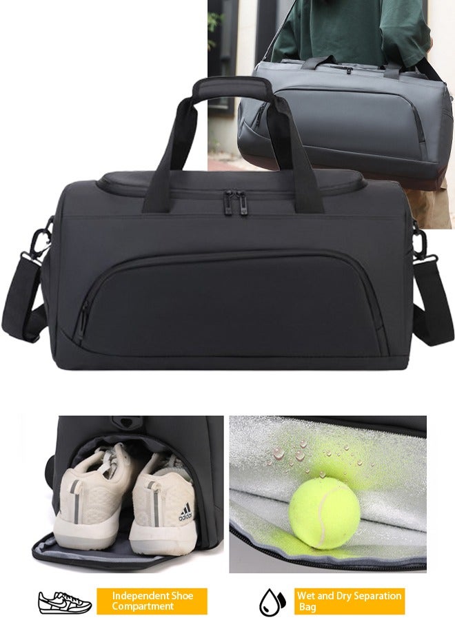 Waterproof Gym Bag with Shoe & Wet Compartment for Men Women Sports Duffle Bags for Workout/Fitness/Travel(Black 19.68"L x 9.05"W x 10.23"H)  - Image 1