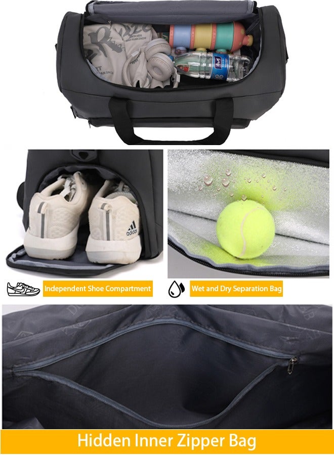 Waterproof Gym Bag with Shoe & Wet Compartment for Men Women Sports Duffle Bags for Workout/Fitness/Travel(Black 19.68"L x 9.05"W x 10.23"H)  - Image 3