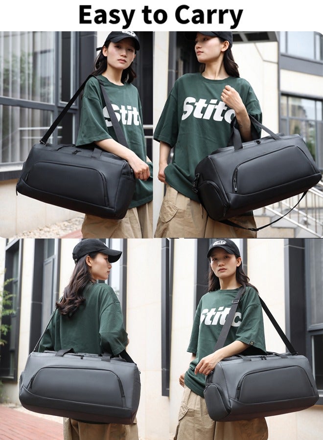 Waterproof Gym Bag with Shoe & Wet Compartment for Men Women Sports Duffle Bags for Workout/Fitness/Travel(Black 19.68"L x 9.05"W x 10.23"H)  - Image 5