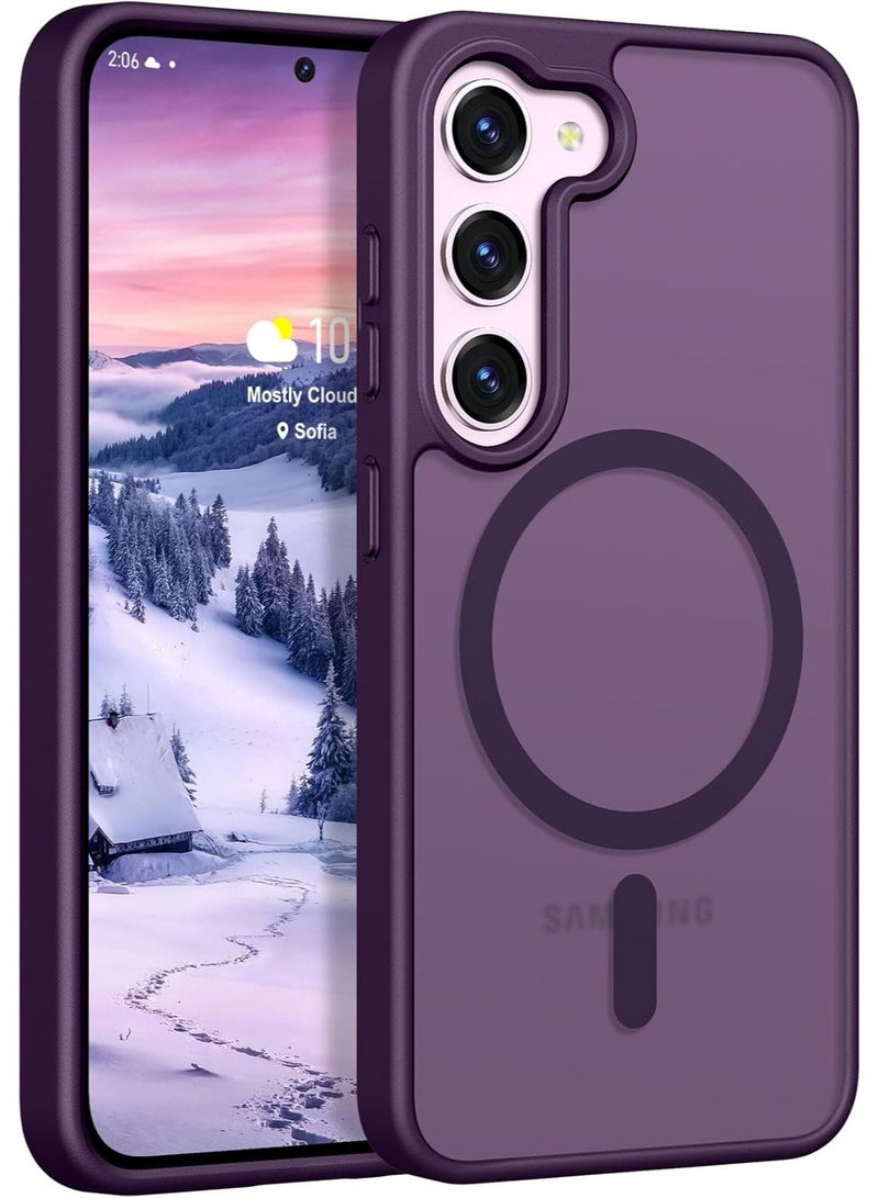 Magnetic for Samsung Galaxy S23 Case Matte Purple, S23 Phone Case Compatible with MagSafe Frosted Translucent Shockproof Anti-Scratch Slim Fit Case Military Grade Protection (Matte Purple) - Image 1