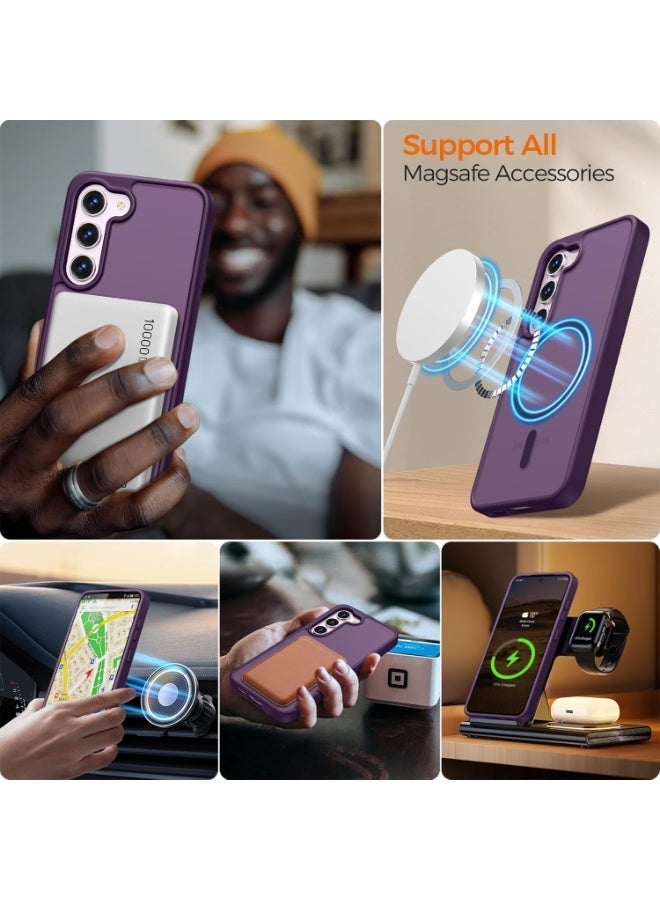 Magnetic for Samsung Galaxy S23 Case Matte Purple, S23 Phone Case Compatible with MagSafe Frosted Translucent Shockproof Anti-Scratch Slim Fit Case Military Grade Protection (Matte Purple) - Image 4
