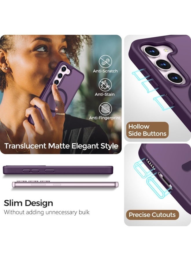 Magnetic for Samsung Galaxy S23 Case Matte Purple, S23 Phone Case Compatible with MagSafe Frosted Translucent Shockproof Anti-Scratch Slim Fit Case Military Grade Protection (Matte Purple) - Image 3
