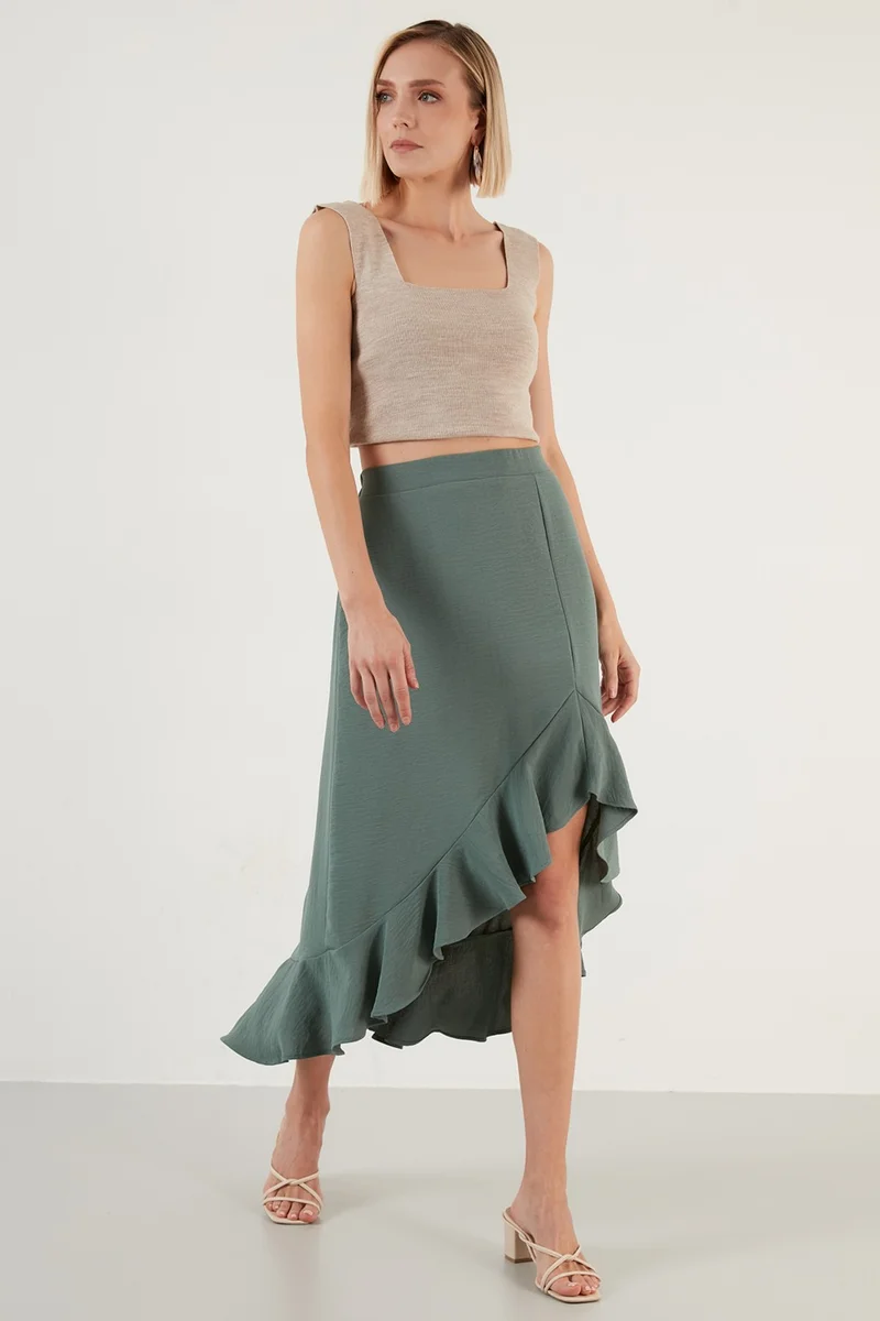 ليلا Flounced Midi Length Slit Skirt Women's Skirt 6058387