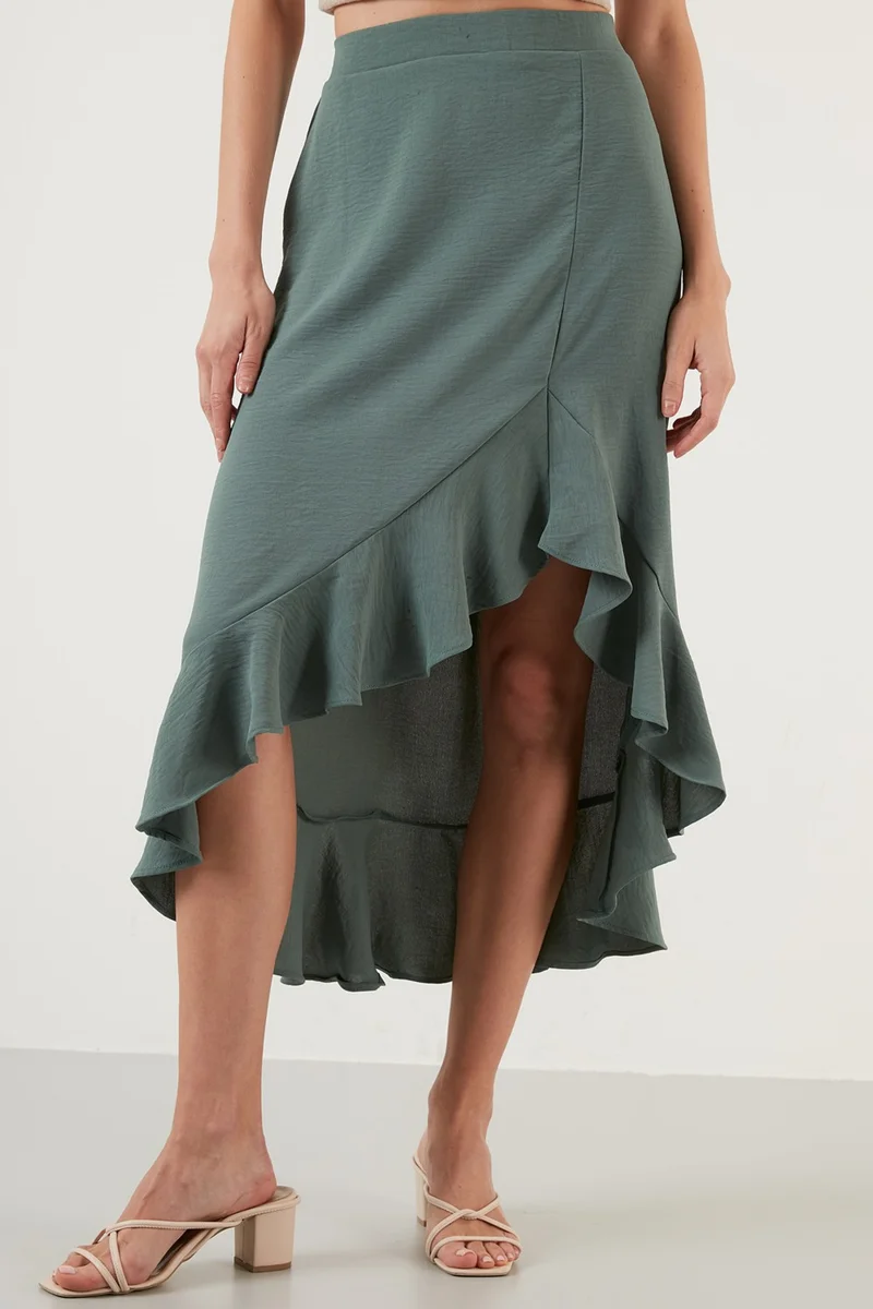 ليلا Flounced Midi Length Slit Skirt Women's Skirt 6058387