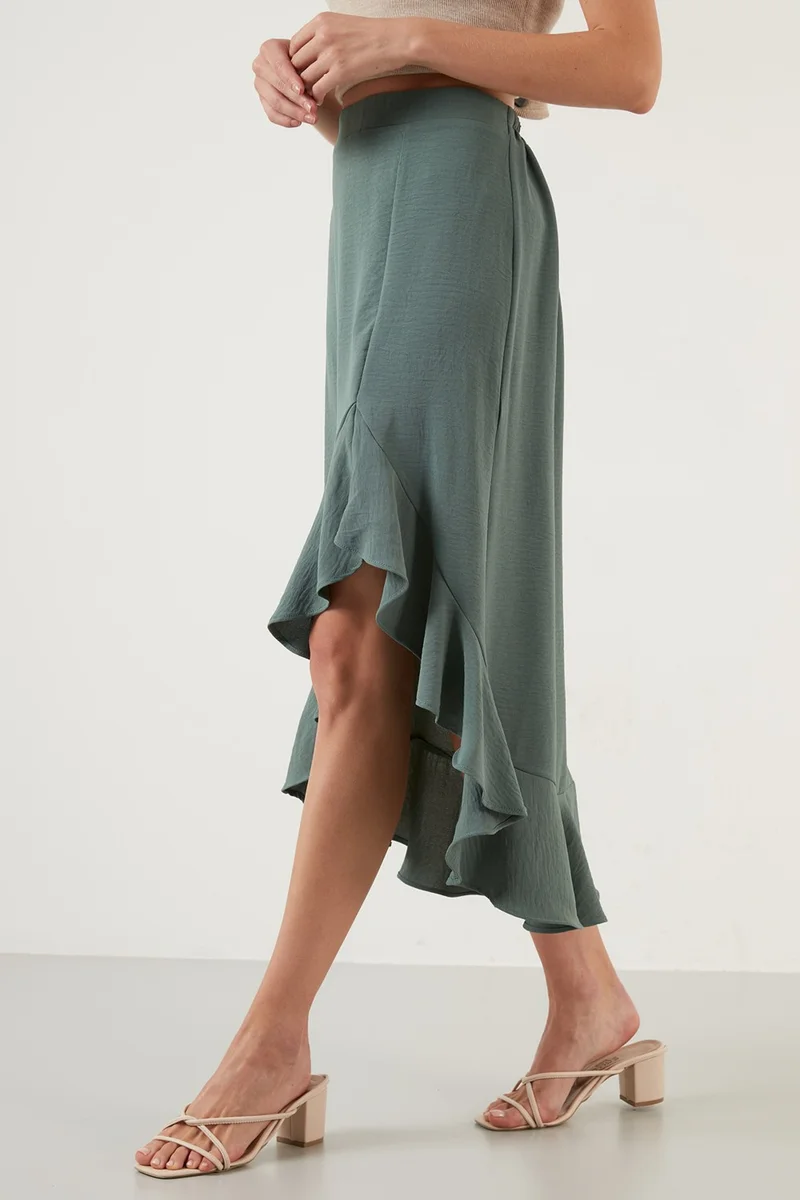 ليلا Flounced Midi Length Slit Skirt Women's Skirt 6058387