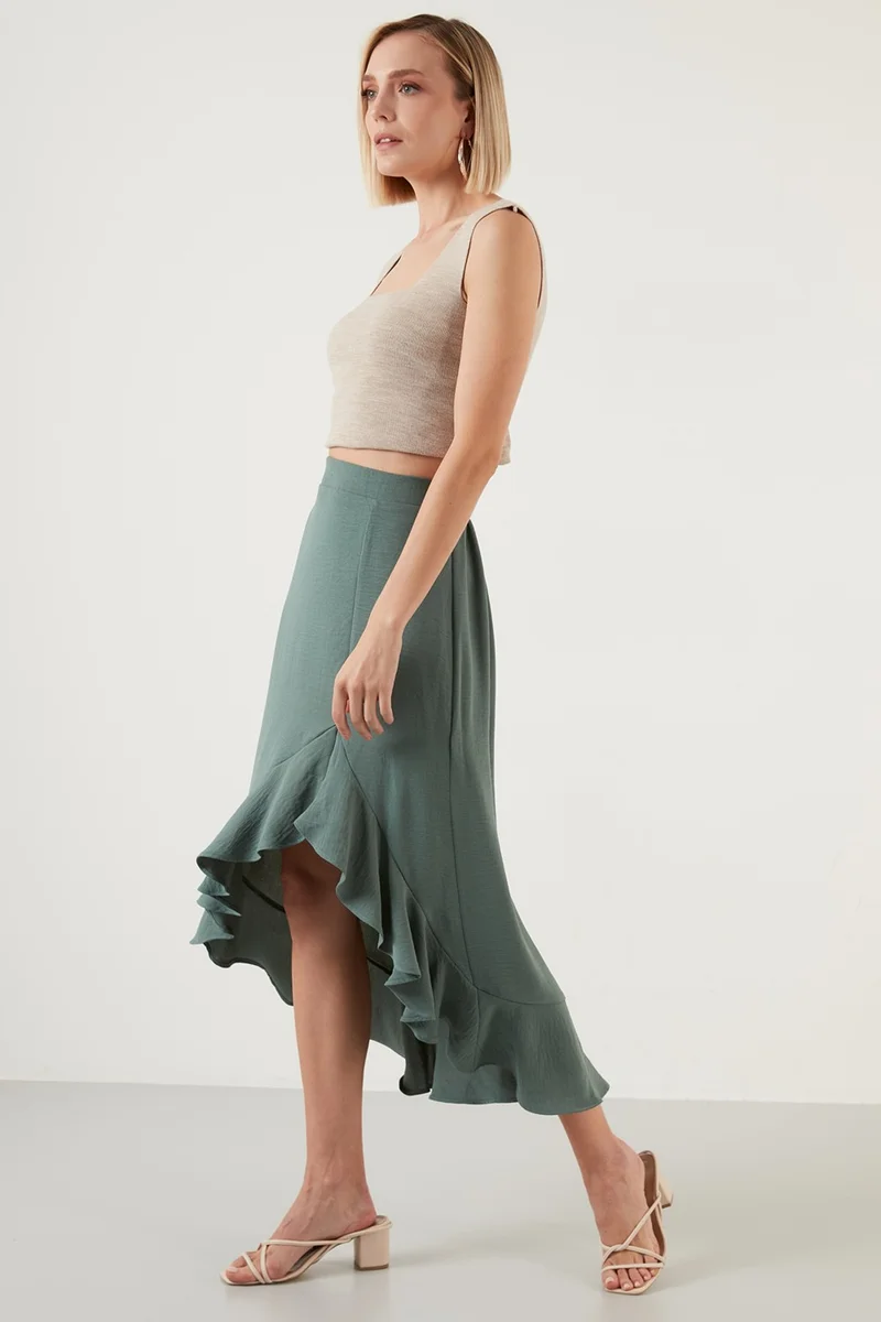 ليلا Flounced Midi Length Slit Skirt Women's Skirt 6058387