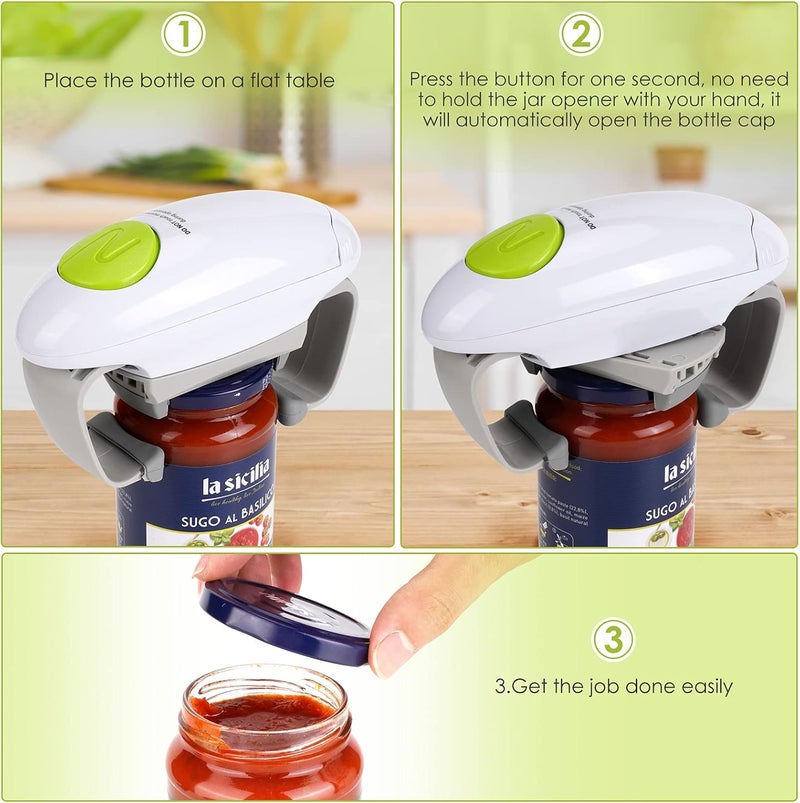 Besmon Electric Jar Opener, Kitchen Gadget Strong Tough Automatic Jar Opener For New Sealed Jars,The Hands Free Jar Opener with Less Effort to Open (White) - Image 2