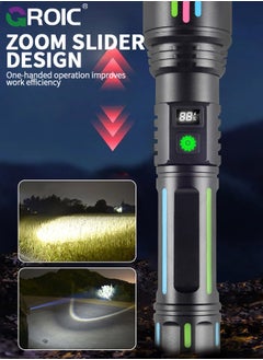 GROIC Flashlights Rechargeable High Lumens, 1800 mAH Super Bright Flashlight, Adjustable Tactical Flashlight Waterproof Handheld Flash Light LED Flashlight for Emergencies, Camping, Hiking  - Image 2
