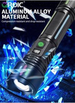 GROIC Flashlights Rechargeable High Lumens, 1800 mAH Super Bright Flashlight, Adjustable Tactical Flashlight Waterproof Handheld Flash Light LED Flashlight for Emergencies, Camping, Hiking  - Image 4