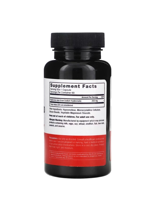 Force Factor Hyaluronic Acid, 200 mg, 60 Vegetable Capsules - Image 2
