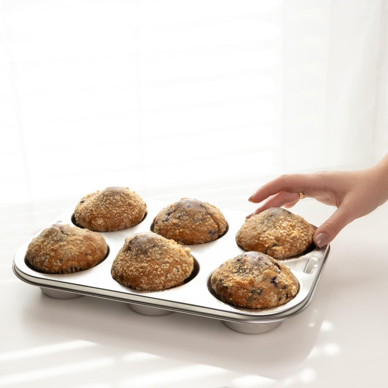 Fox Run Stainless Steel Extra Large Muffin and Cupcake Pan, 6 Cup - Image 4