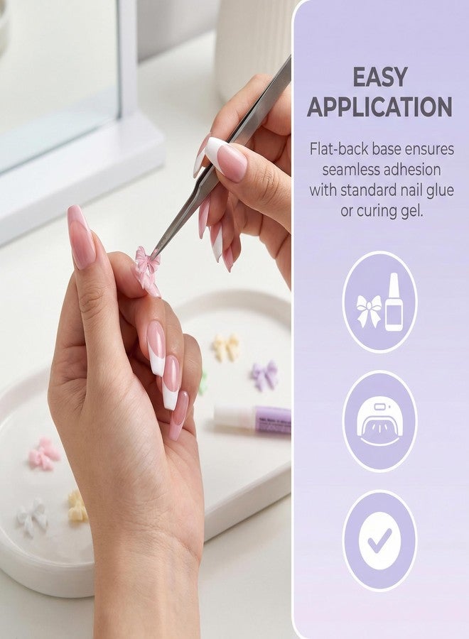 KGCGJVB 50pcs Bow Nail Charms Mini Bows for Nails Cute Design Resin Charm Set All Manicure Decor Accessories Phone Case Craft Decorations - Image 2