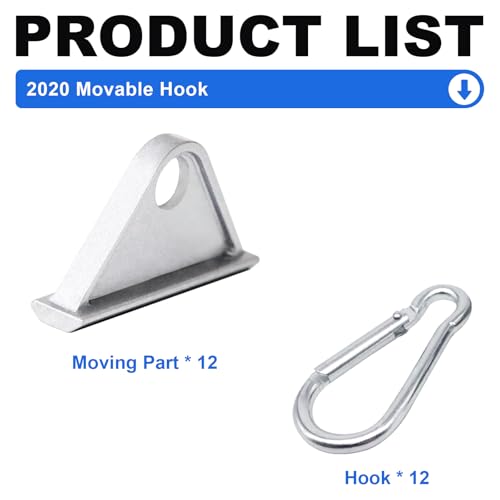 Seekliny 12 Pack 2020 Extrusion Sliding Hook for 20 Series TSlot VSlot Aluminum Extrusion Hardware Accessories Silver - Image 3