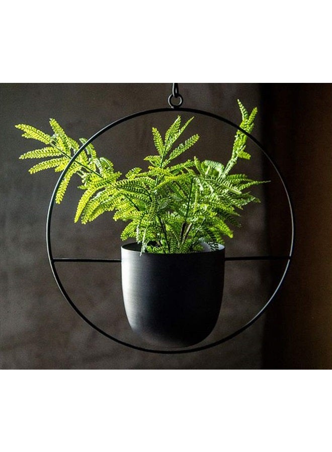 RISEON Boho Black Metal Plant Hanger,Metal Wall and Ceiling Hanging Planter, Modern Planter, Mid Century Flower Pot Plant Holder, Minimalist Planter for Indoor Outdoor Home Decor  - Image 3