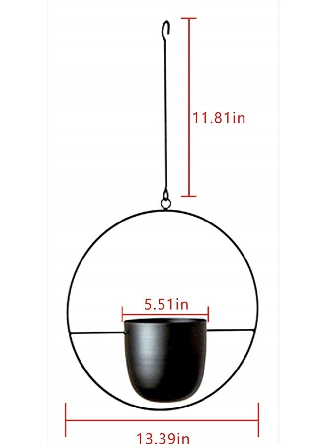 RISEON Boho Black Metal Plant Hanger,Metal Wall and Ceiling Hanging Planter, Modern Planter, Mid Century Flower Pot Plant Holder, Minimalist Planter for Indoor Outdoor Home Decor  - Image 5