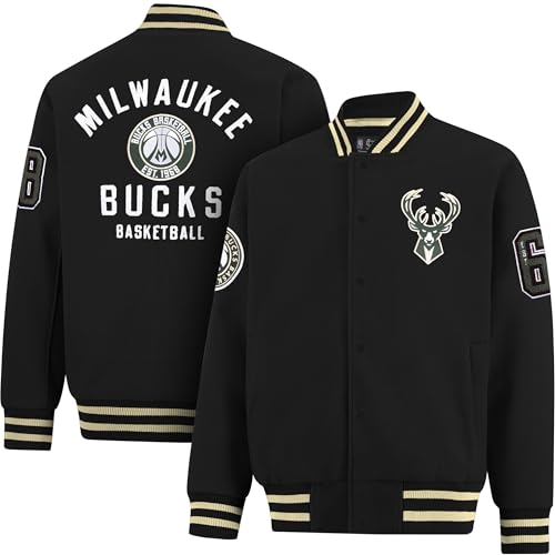 Ultra Game NBA Official Men’s Game Time Varsity Jacket - Unisex, Milwaukee Bucks, Team Color, Medium - Image 1