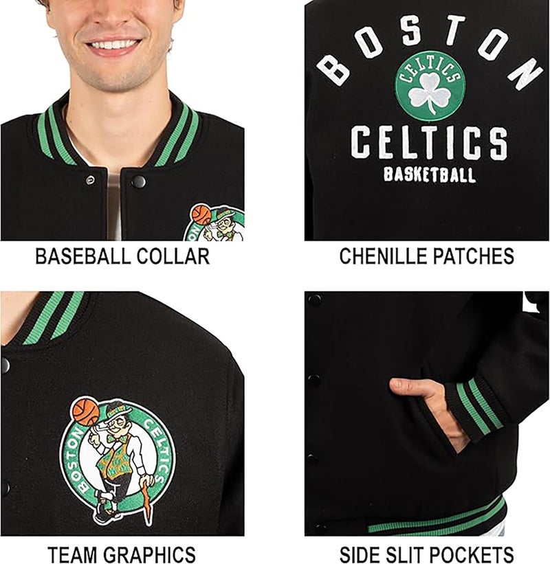 Ultra Game NBA Official Men’s Game Time Varsity Jacket - Unisex, Milwaukee Bucks, Team Color, Medium - Image 4